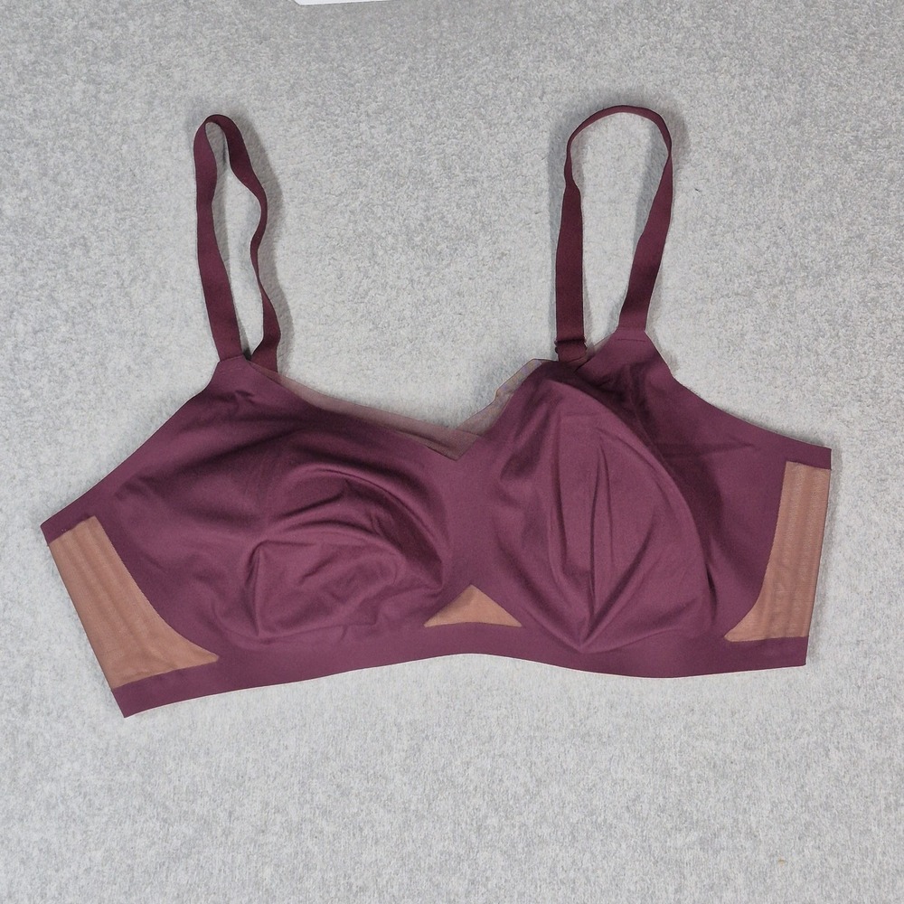 Honeylove Women Bra 44DDD Burgundy V Neck Crossover T Shirt Wireless Strap